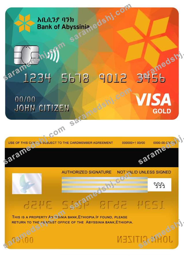 Ethiopia Abyssinia bank visa gold card